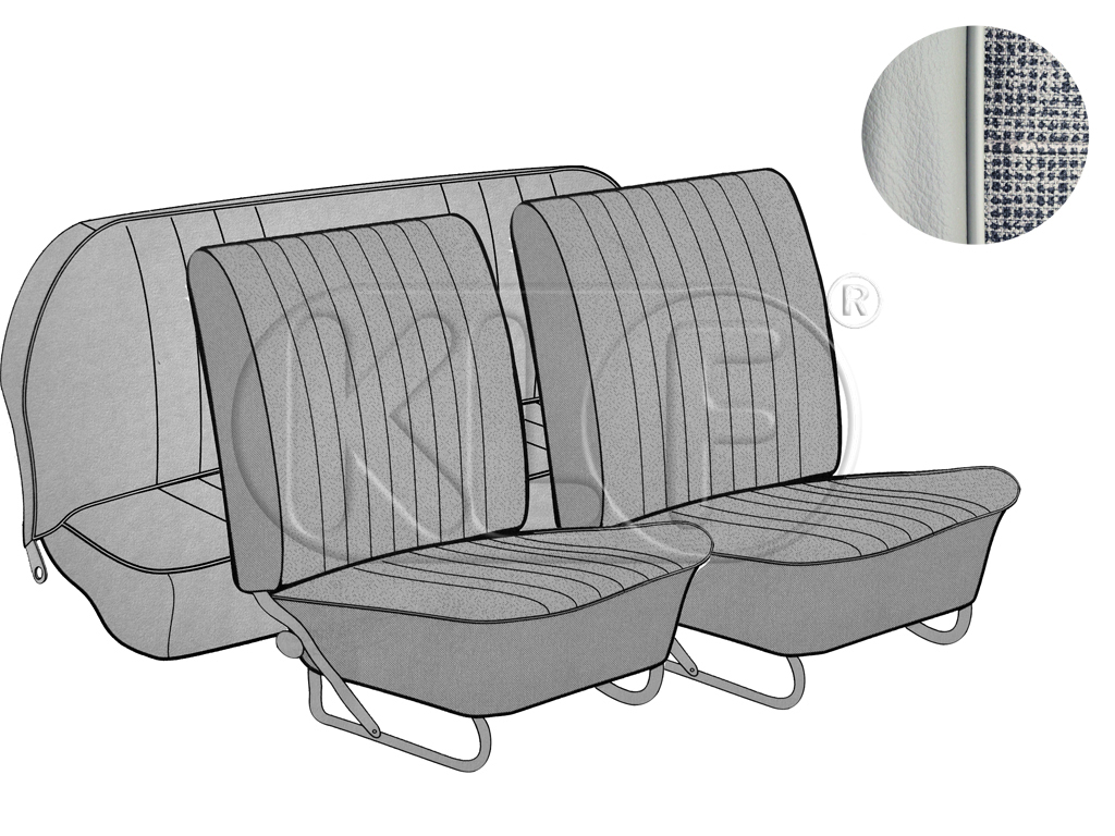 Sitzbezüge vorne und hinten, Cabrio, Meshmuster, grau, Bj. 08/64 - 11/66