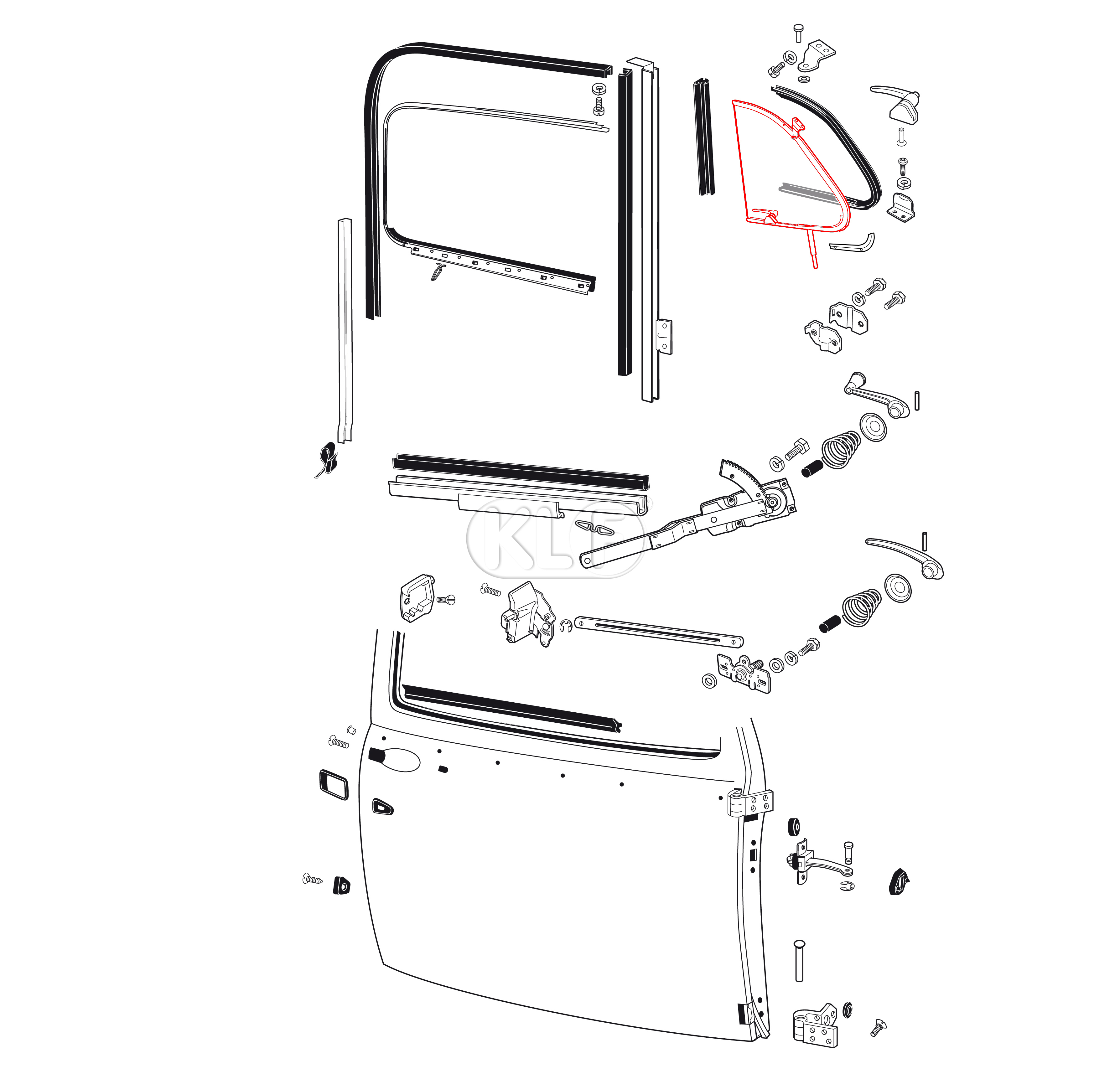 Ventilation Window complete with frame, right, year 08/55 - 07/64