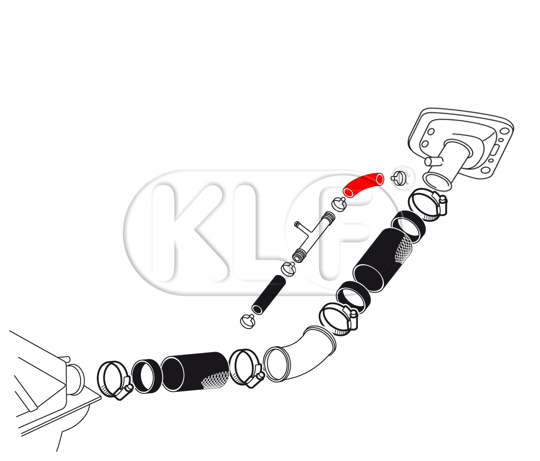 Entlüftungsschlauch am Tankeinfüllstutzen zum T-Stück, ab Bj. 08/68, nicht 1303