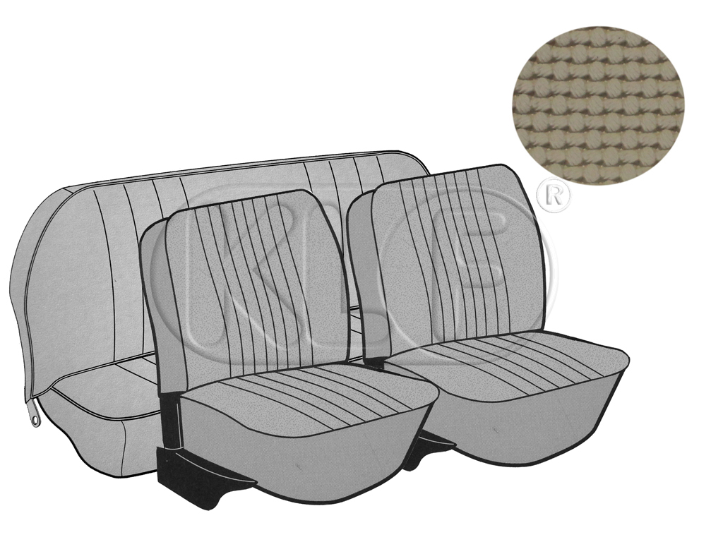 Sitzbezüge vorne und hinten, Cabrio, Korbmuster, beige, Satz, Bj. 08/72 - 07/73