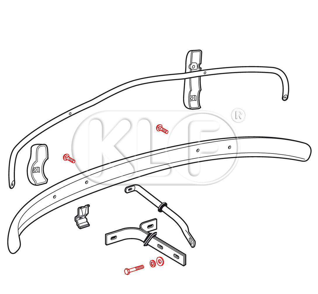 Front bumper mounting kit (only export bumper) year 09/52 - 07/67