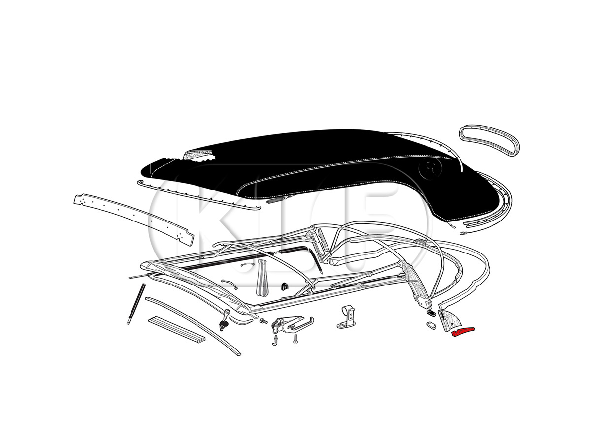 Headliner tack strip, rear wheel arch, pair, year 49 - 07/70