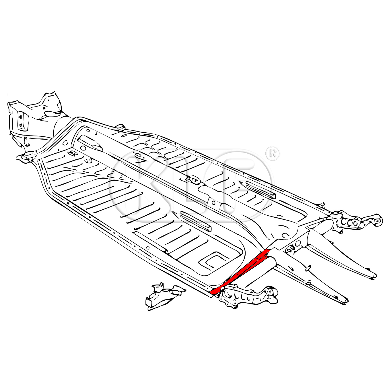 Cross Brace, floorpan, left