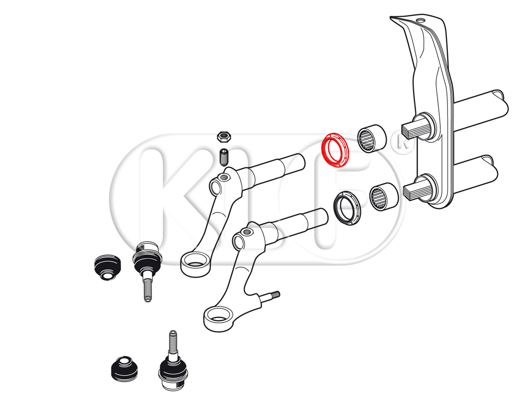 Grease Seals Front Trailing Arms, upper, year 8/65 on