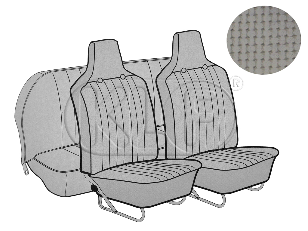 Sitzbezüge vorne und hinten, Limousine, Korbmuster, grau, mit integrierter Kopfstütze, Satz, Bj. 08/69 - 07/72