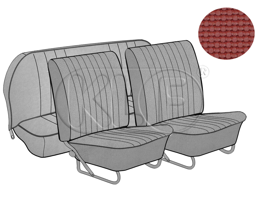 Seat Covers, front+rear, basket weave, convertible, red, year 12/66-7/72 