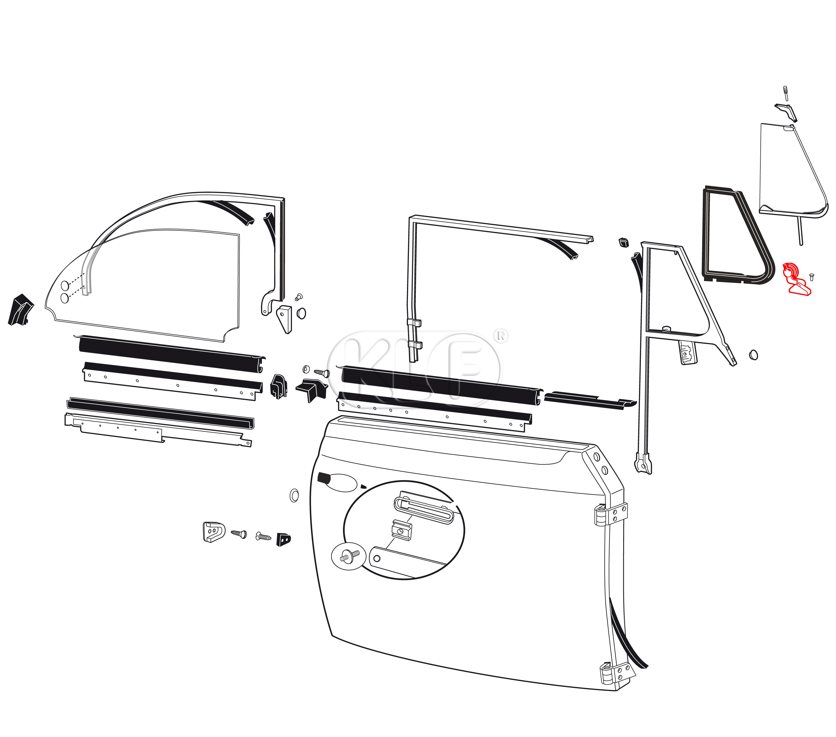 Vent Wing Lock, convertible, right year 8/67 on