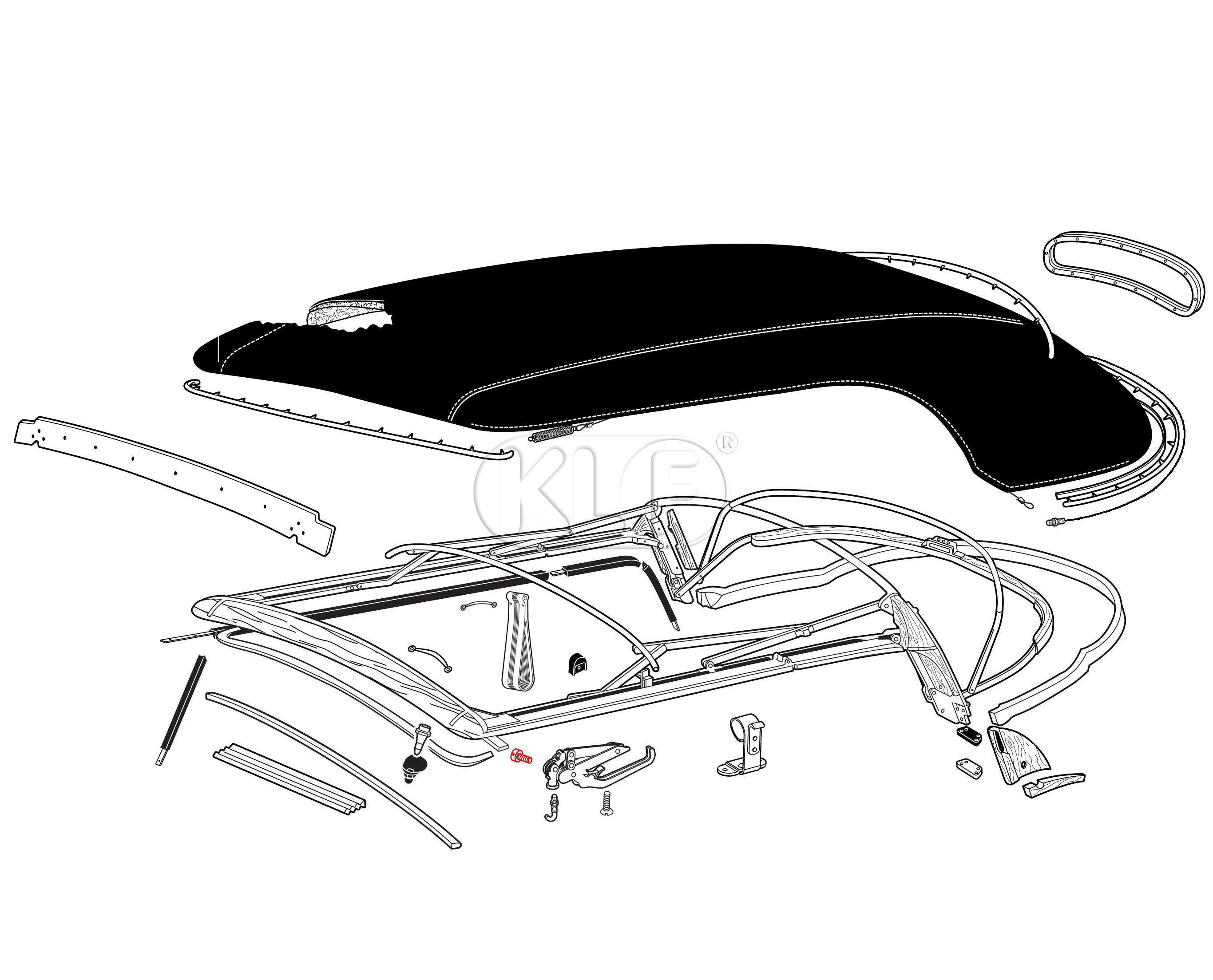 Convertible Top Latch Screw, year 08/67 on