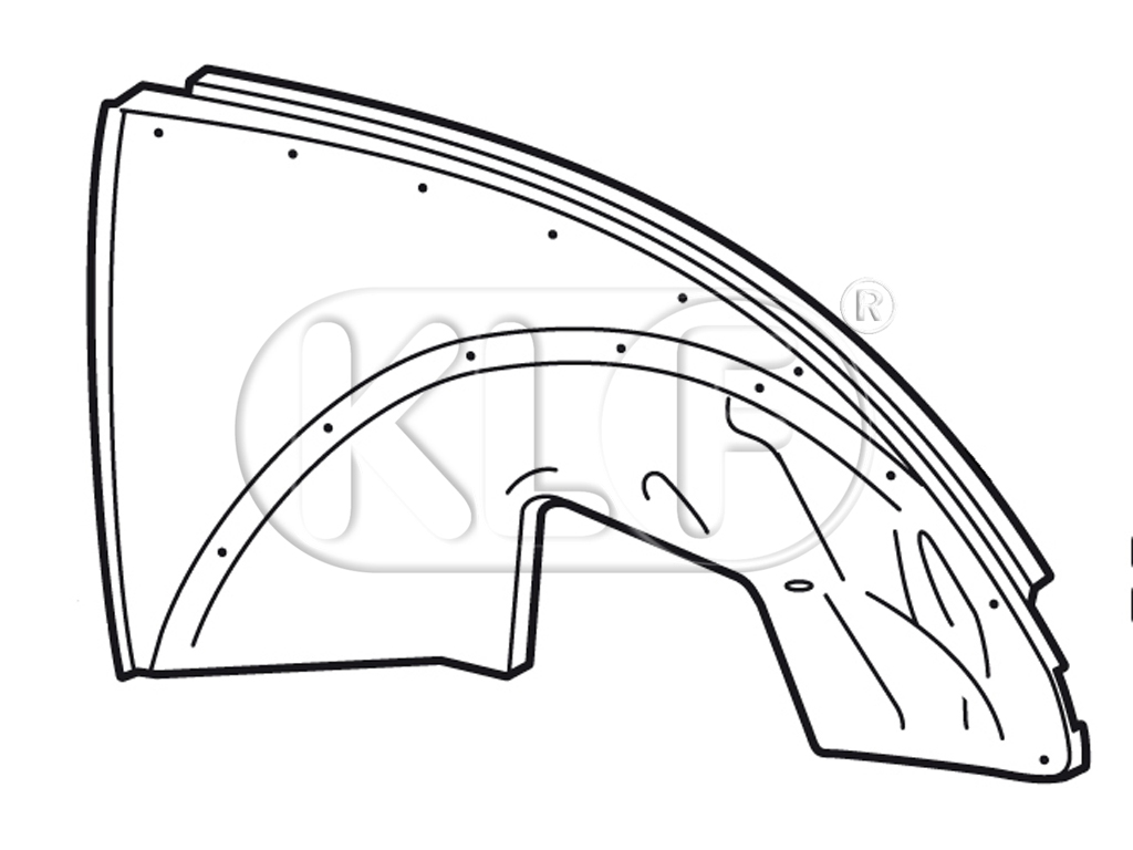 Front Quarter Panel right, year 08/49 - 09/52 (cars without ventilation flaps)