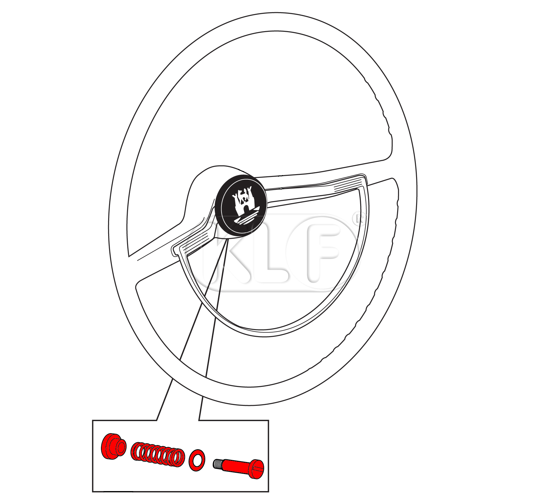 Anbausatz für Hupenring, 3,5mm Schraubengewinde, Bj. 08/61 - 07/70
