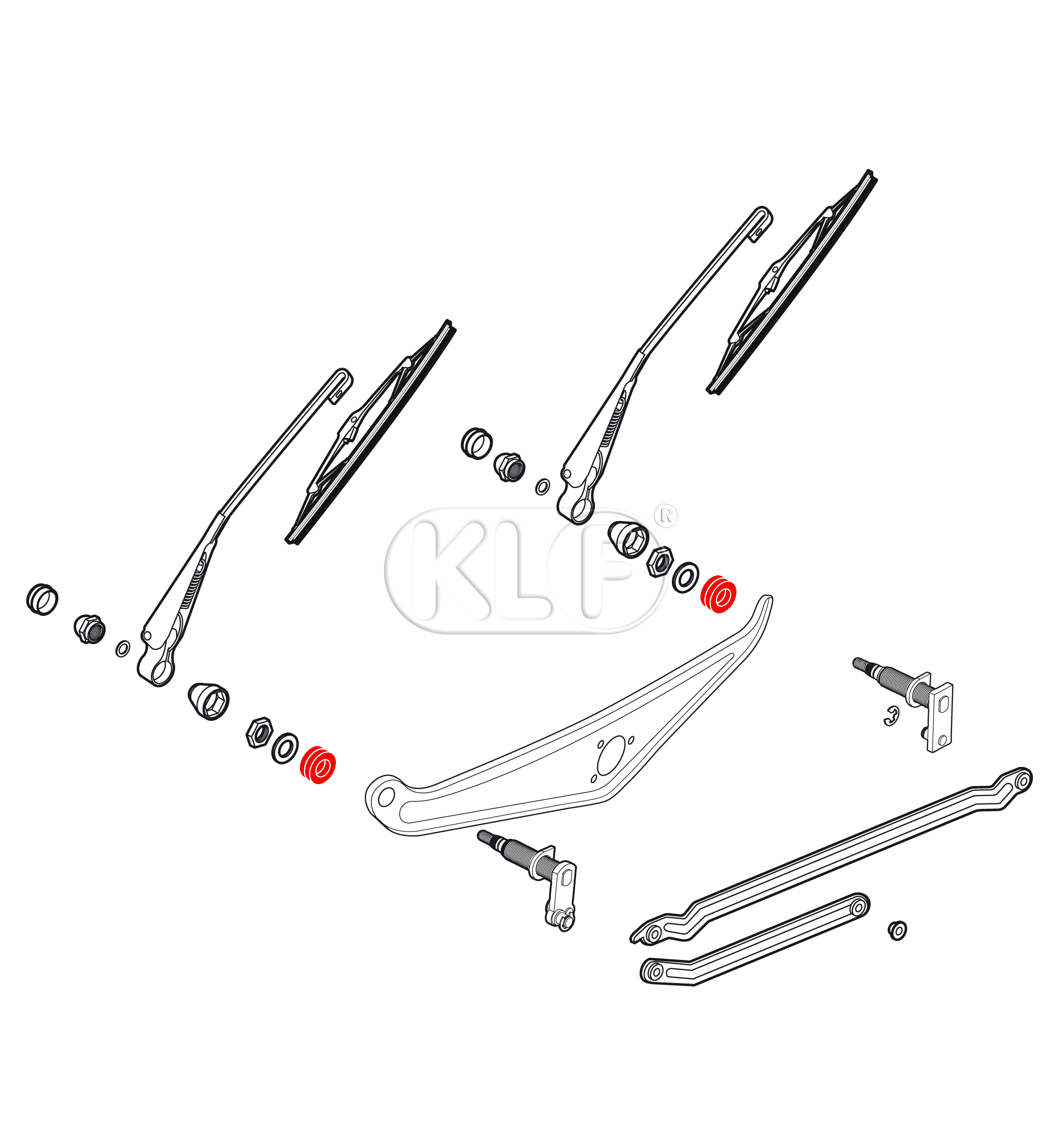 Grommets for Wiper Shaft, PAIR year 8/69 on (not 1303)