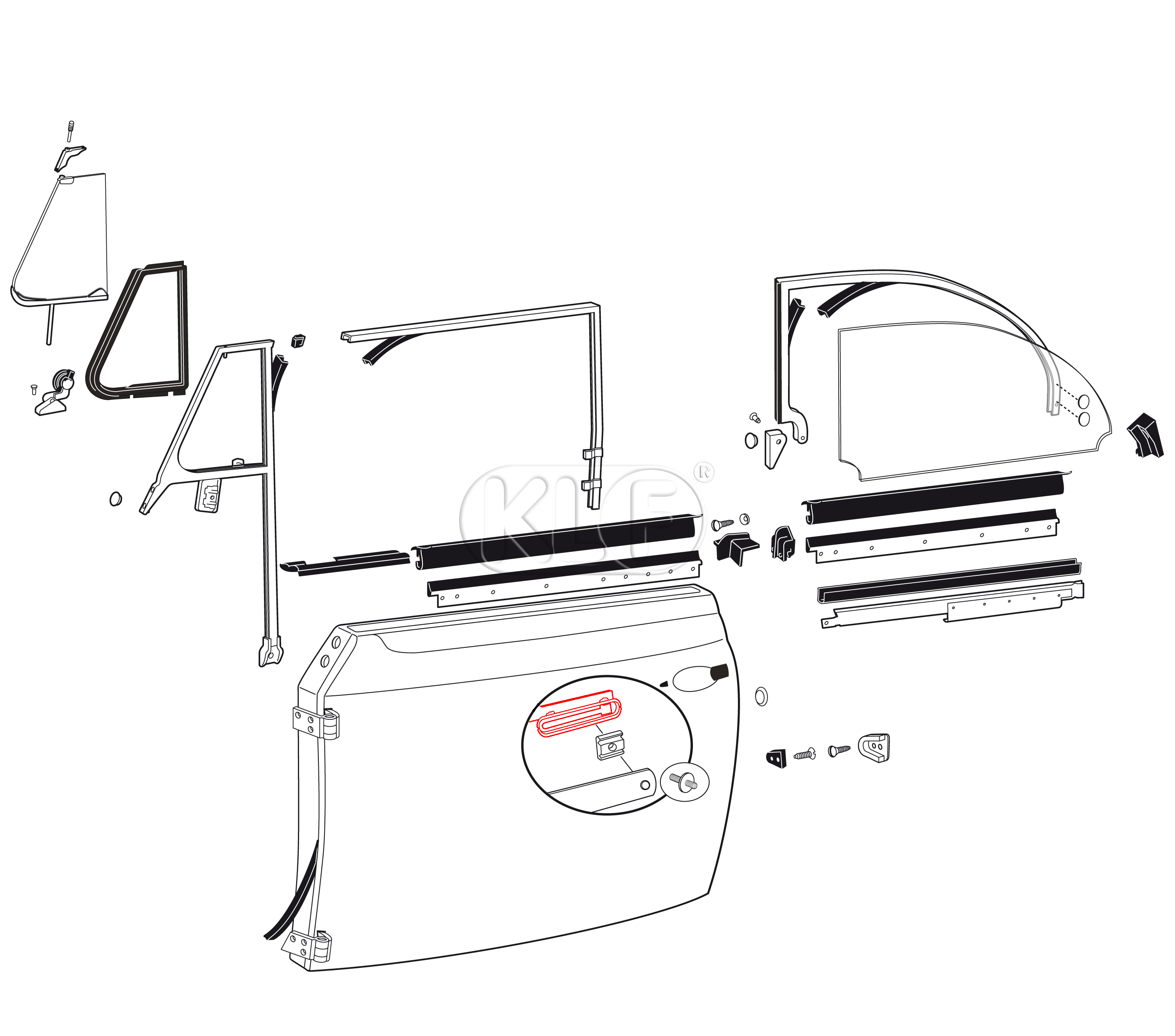 Window Lifter Channel, front left, year 8/64 on