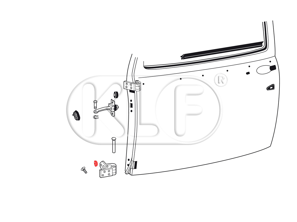 Srew hole plug for door hinge, year thru 07/60