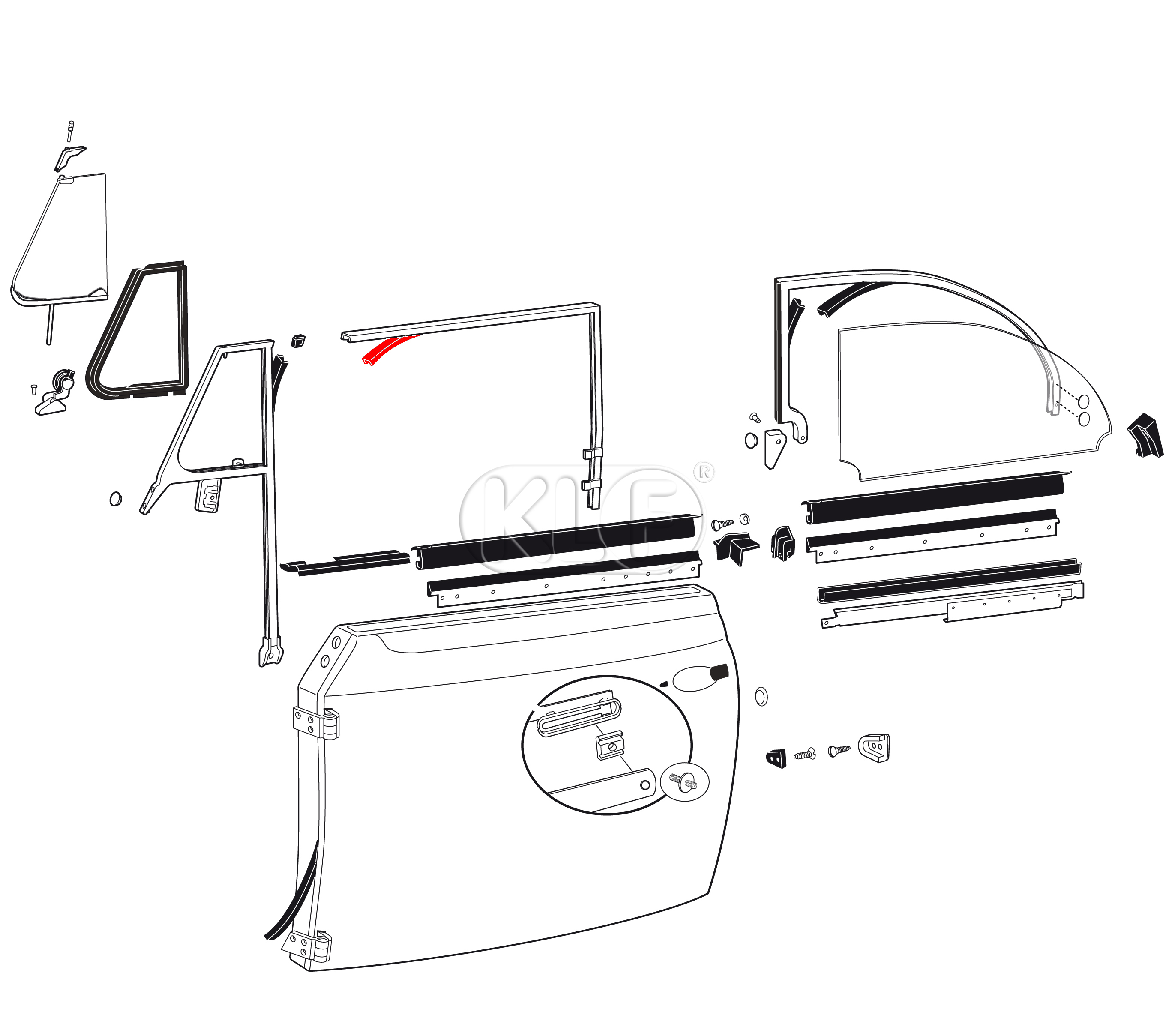 Seal for Convertible Door Window Frame to Glass