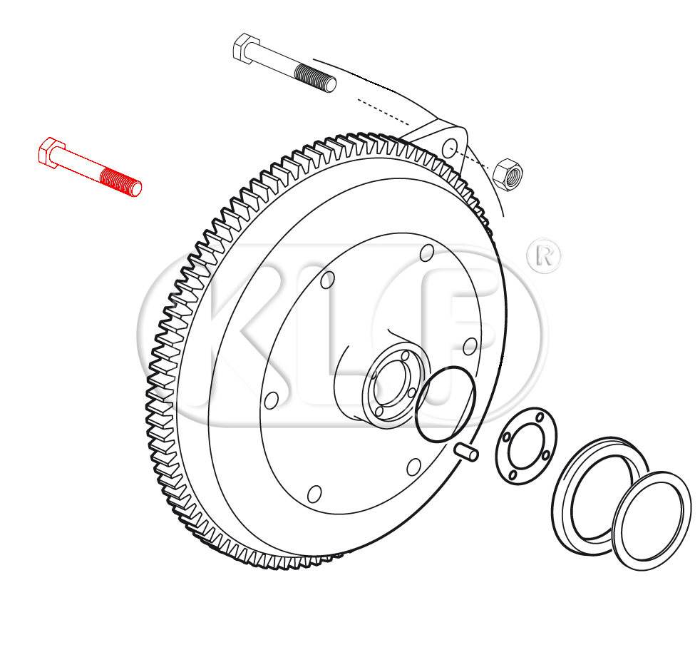 Bolt for engine bolt top left