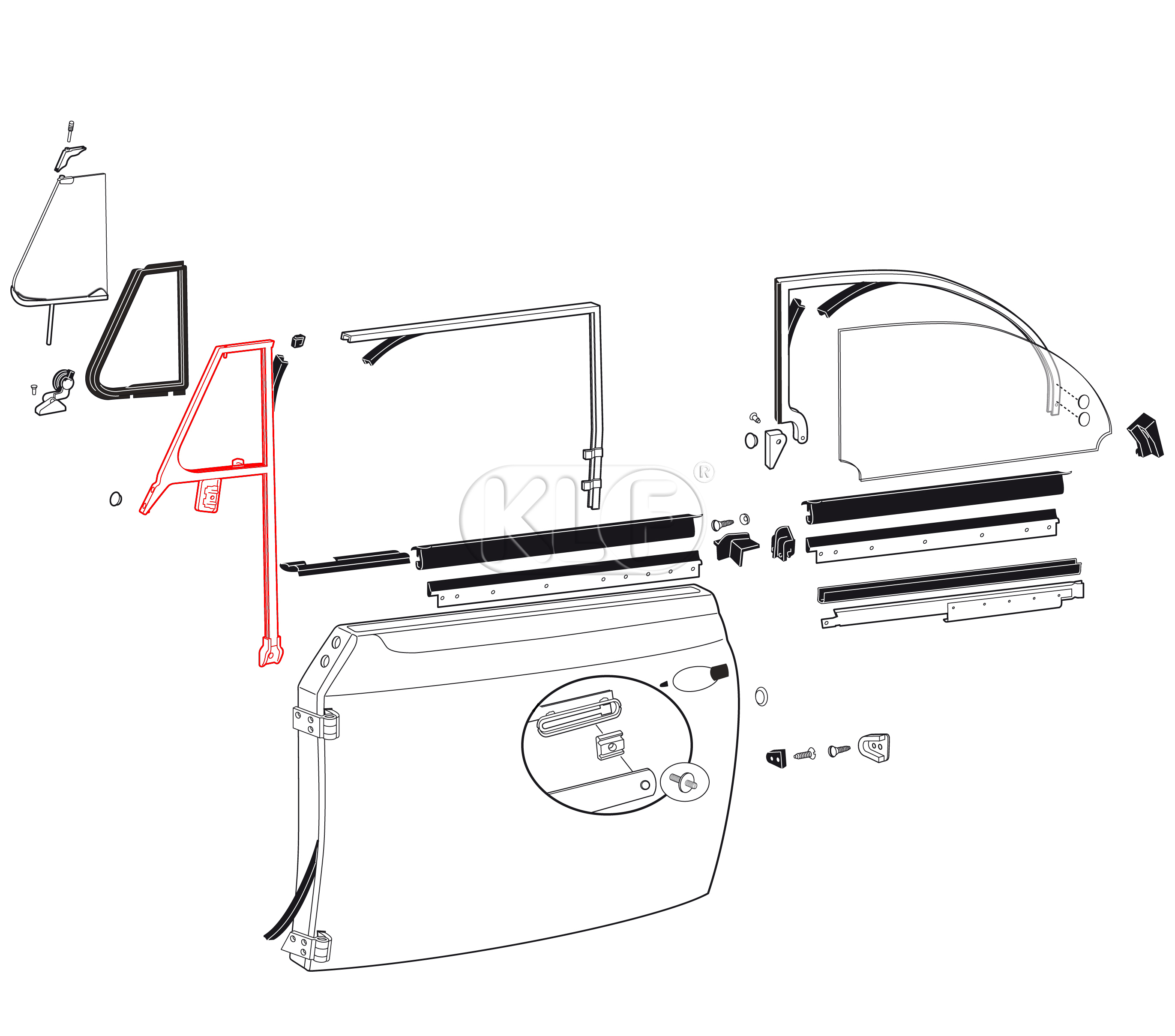 Chrome Frame for Vent Window, left, year 8/72 on