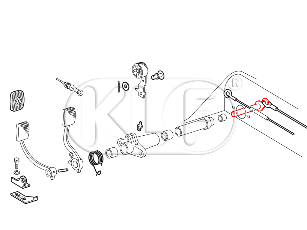 Shaft for clutch pedal, year 52 (from chassis # 1-397023) - 57 ((to chassis # 1600439)