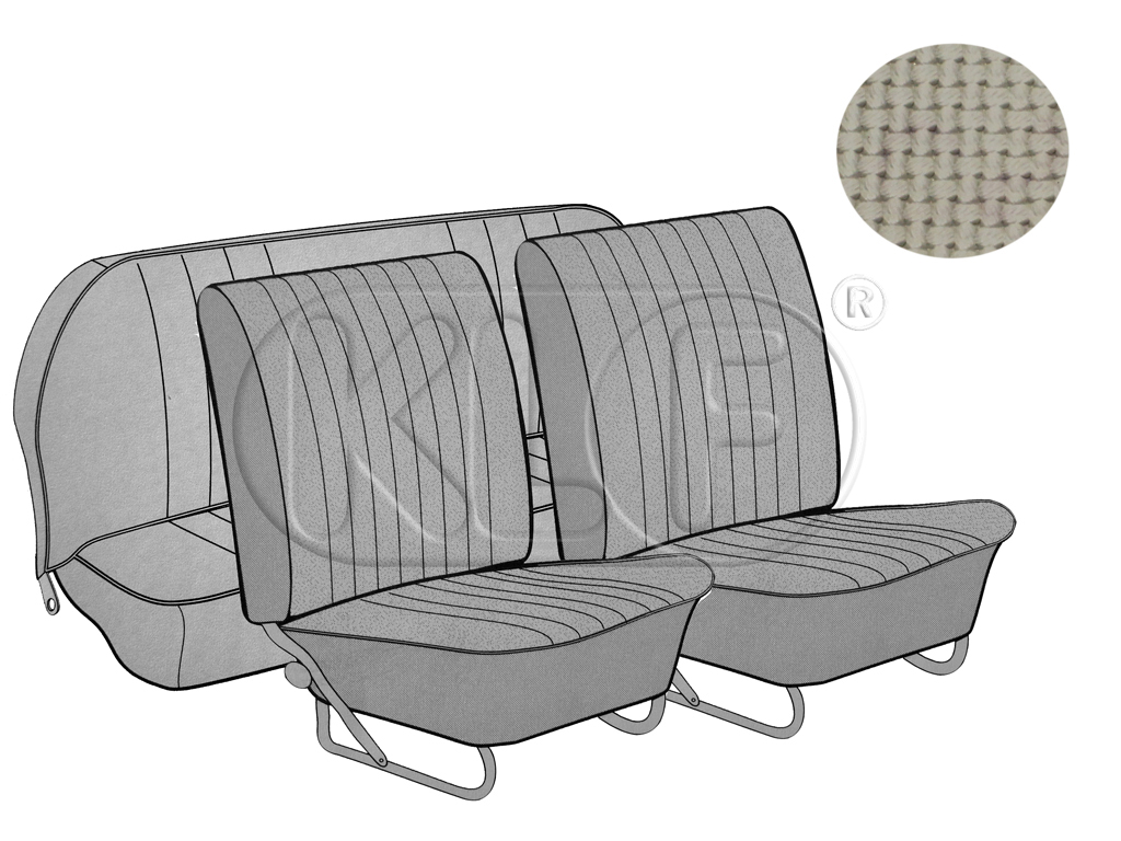 Sitzbezüge vorne und hinten, Limousine, Korbmuster, altweiß, Bj. 08/64 - 11/66