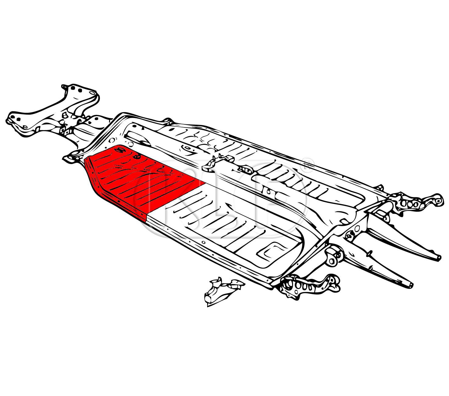 Floorpan Quarter Front left, year thru 7/72