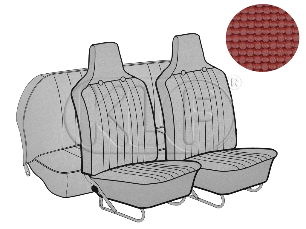 Seat Covers, front+rear, basket weave, year 8/6 convertible, red with integr. headrest