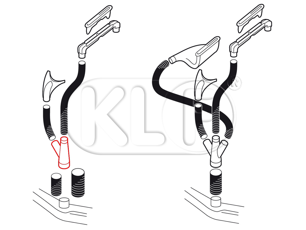 Defroster connector, 2 exits