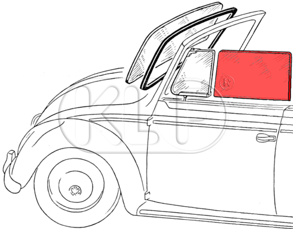 Türscheibe klar, Cabrio, ab Bj. 08/64