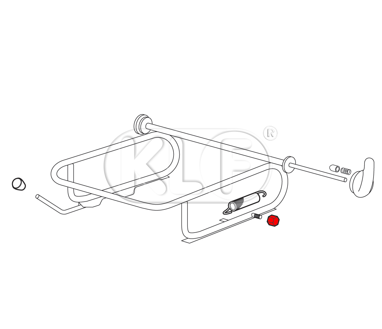 Cap Nut, backrest to lower frame, 8mm, year 8/60-7/69