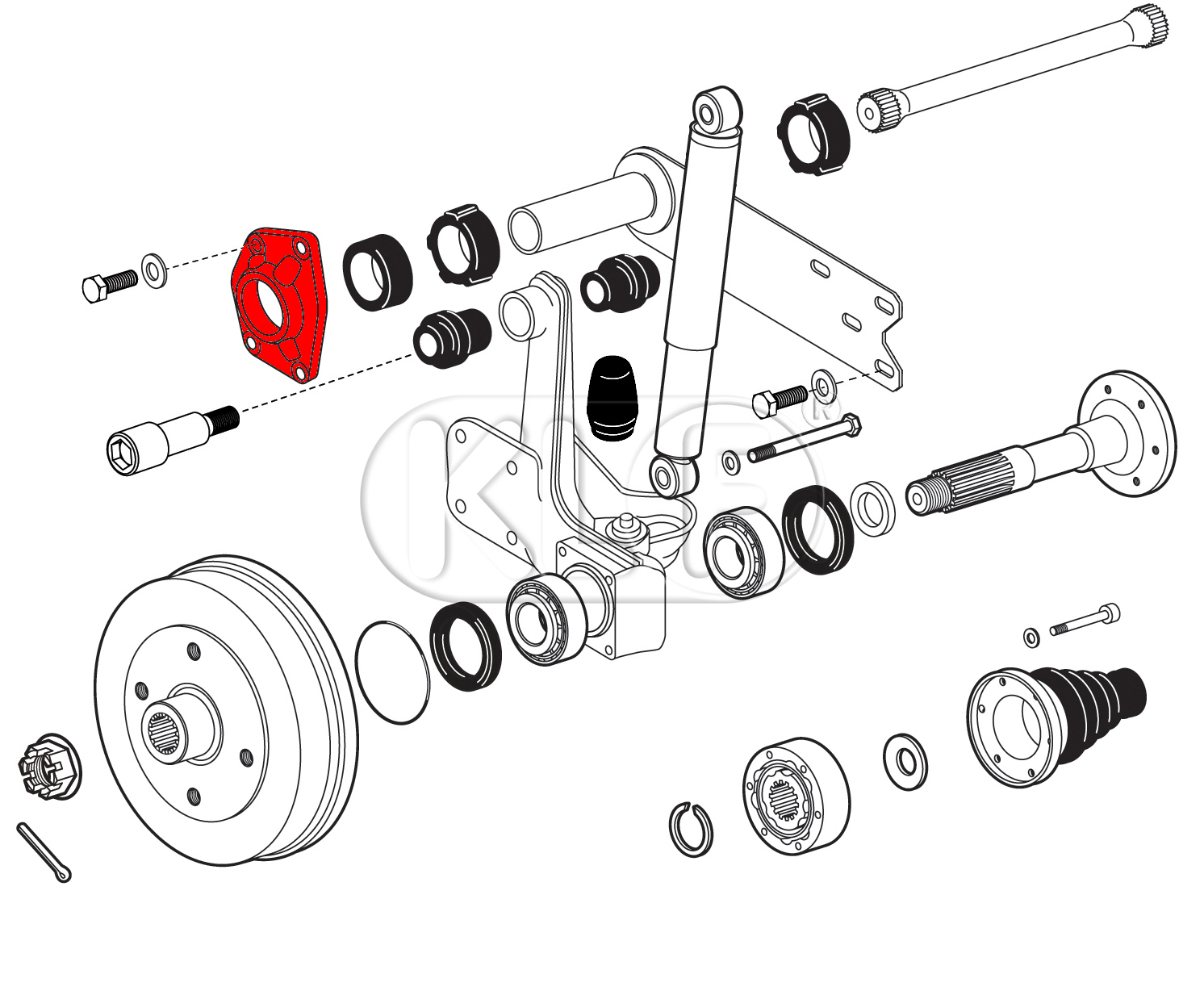 Cover for Spring Plate (with hole), IRS axle with dual spring plate, year 08/67 - 12/70