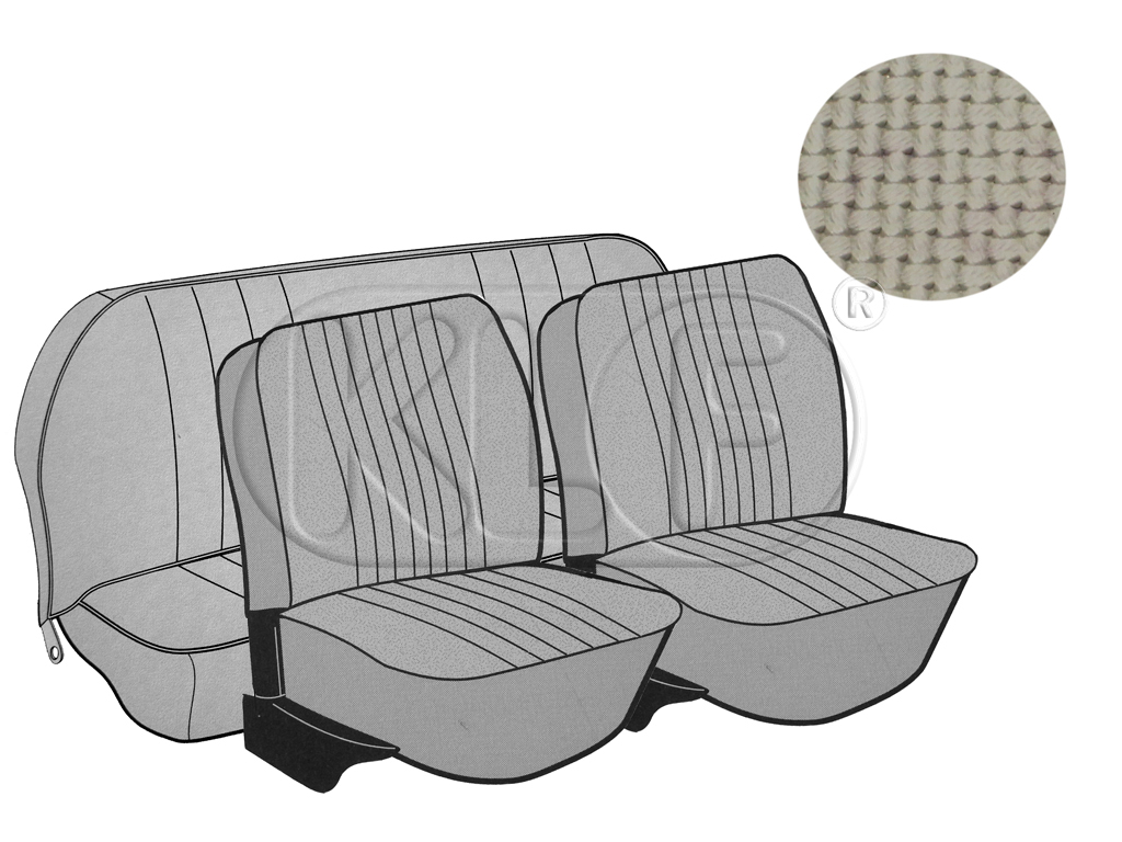 Sitzbezüge vorne und hinten, Limousine, Korbmuster, altweiß, Satz, Bj. 08/72 - 07/73