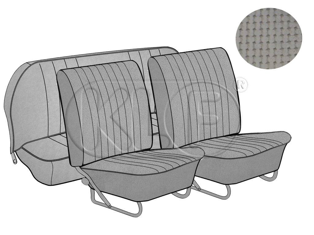 Seat Covers, front+rear, basket weave, convertible, grey, year 12/66-7/72