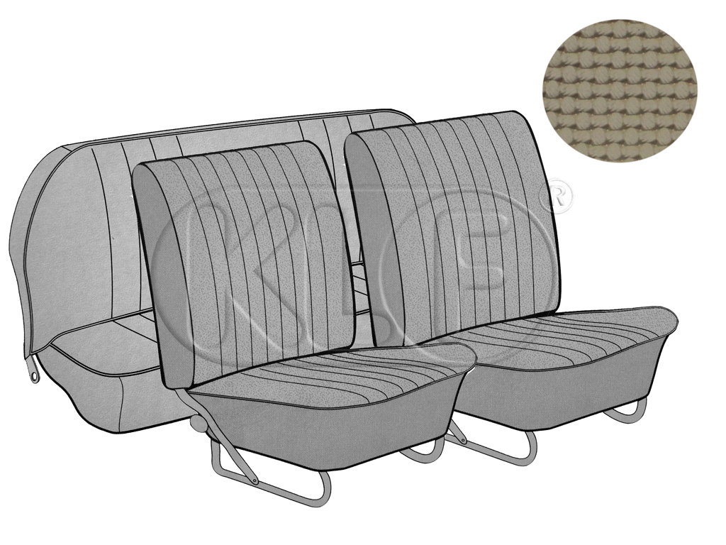 Seat Covers, front+rear, basket weave, convertible, beige, year 12/66-7/72 